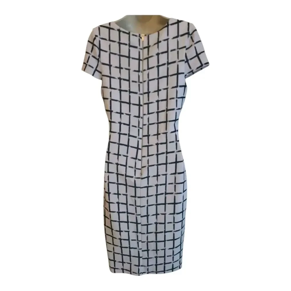 Women's Black And White Dress Office Chic Zip Up Back- M/L Windsor